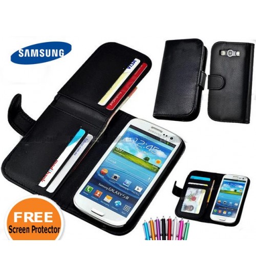 Galaxy S3 leather case full cash pocket ID +SP+Pen