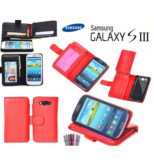 Galaxy S3 leather case full cash pocket ID +SP+Pen