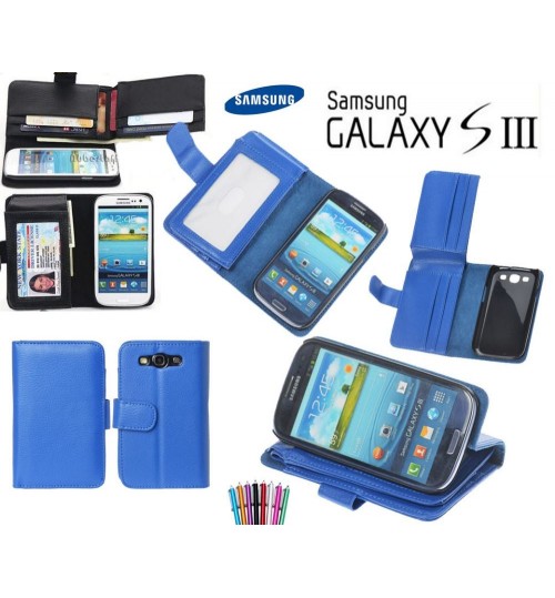 Galaxy S3 leather case full cash pocket ID +SP+Pen