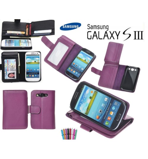 Galaxy S3 leather case full cash pocket ID +SP+Pen