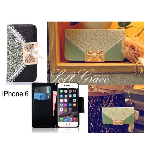 iPhone 6 Luxury Lace Bow Wallet  handbag Leather C
