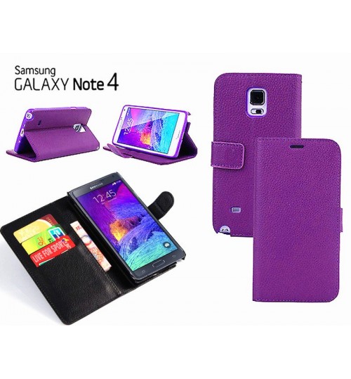 Samsung Galaxy Note 4 Case Leather Wallet w Stand