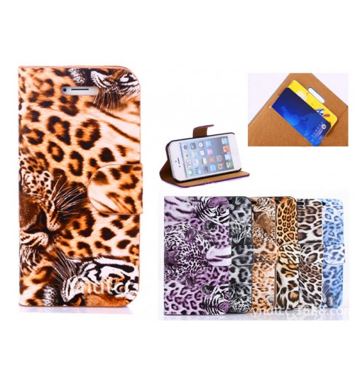iPhone 6 Leopard Wallet leather case+SP+Pen