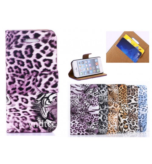 iPhone 6 Leopard Wallet leather case+SP+Pen