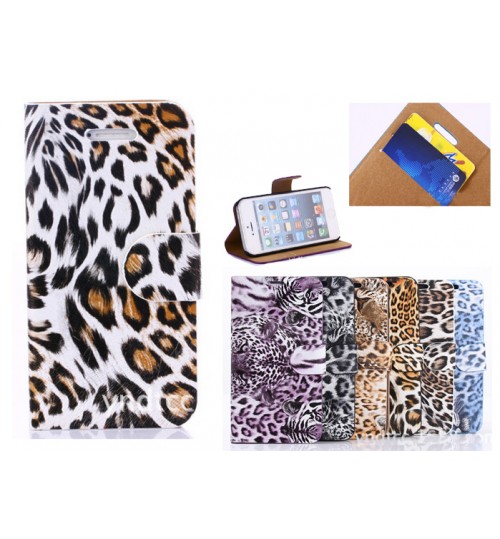 iPhone 6 Leopard Wallet leather case+SP+Pen