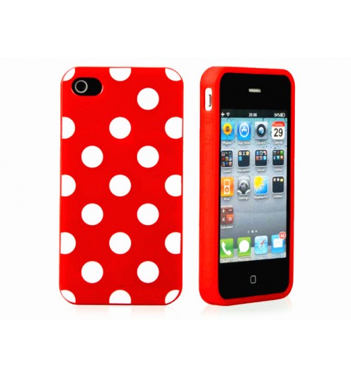 iPhone 4 Polka Dot Silicon Case+PEN+SP