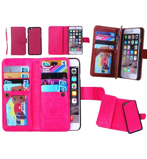 Iphone 6 6S double wallet leather case detachable