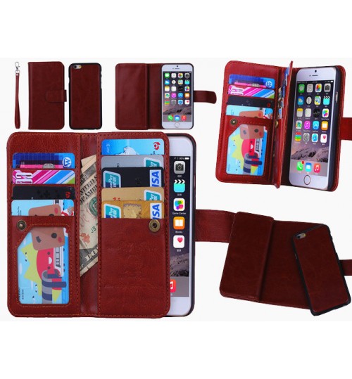 Iphone 6 plus 2x wallet leather case detachable