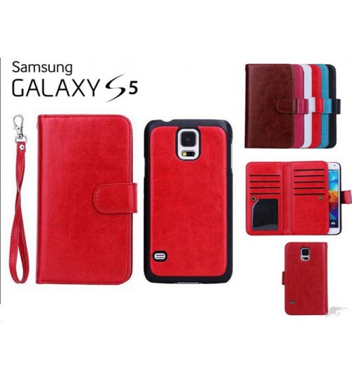 Galaxy S5 double wallet leather case detachable