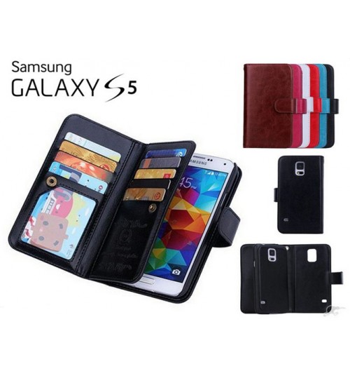 Galaxy S5 double wallet leather case detachable