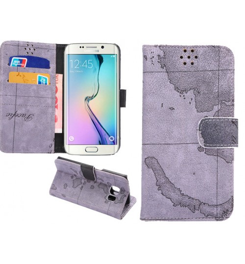 Samsung S6 Edge Case wallet leather map case+Pen