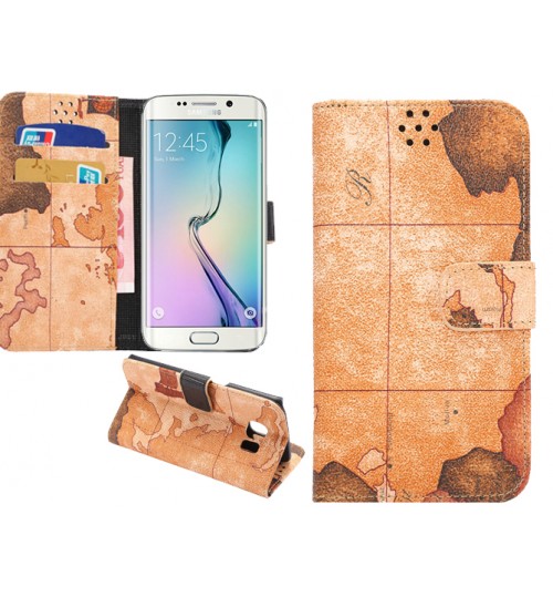 Samsung S6 Edge Case wallet leather map case+Pen