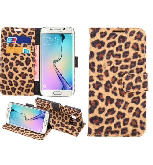 Samsung S6 Edge Case  leopard wallet leather case