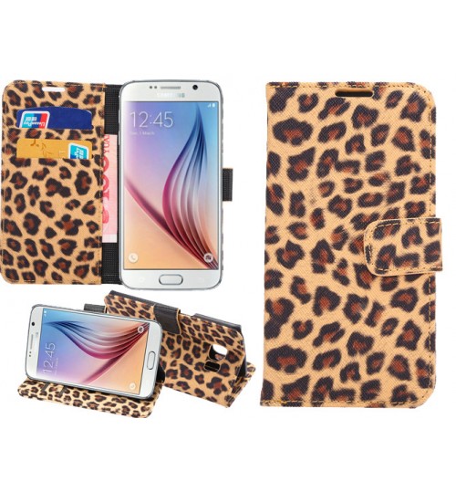 Samsung S6 Case  leopard wallet leather case Combo