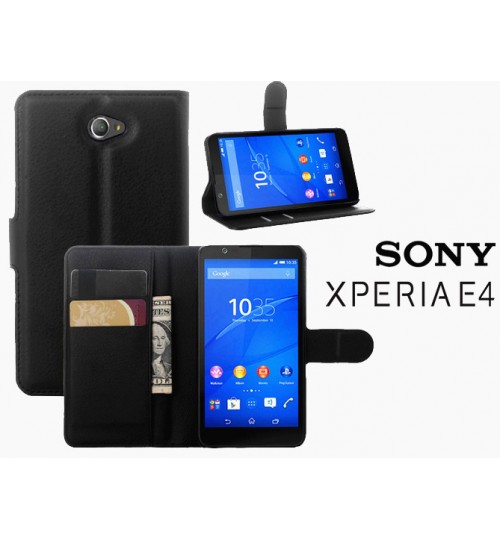 Sony Xperia E4 Wallet leather cover+combo
