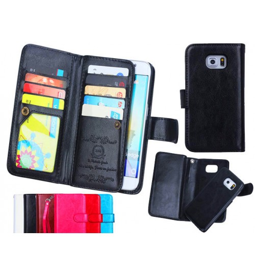 Galaxy S6 double wallet leather case detachable