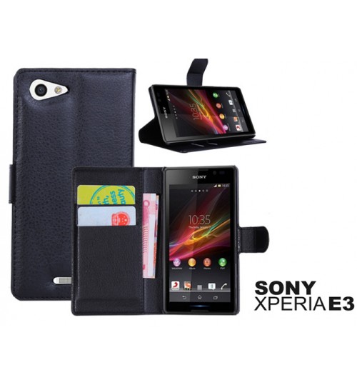Sony Xperia E3 Wallet leather cover+Pen