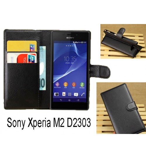 Sony Xperia M2 wallet leather case+combo