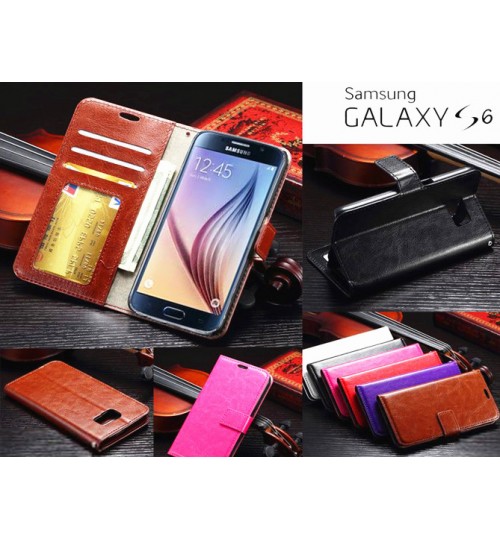 Galaxy S6 vintage fine leather wallet case+Combo