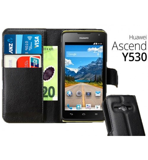 Huawei Y530 wallet leather case+Pen