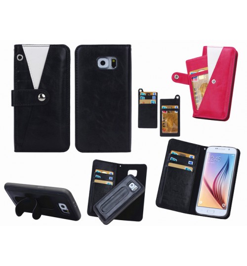 Galaxy S6 Triple wallet leather case detachable