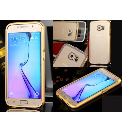 Galaxy S6 metal bumper w crystal clear back case