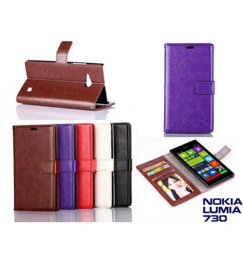 Nokia Lumia 735 vintage fine leather wallet case