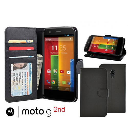 Moto G 2 Case wallet leather  ID window+Combo