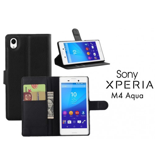 Sony Xperia M4 Aqua Wallet leather Case cover