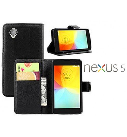 LG Google Nexus 5 Case Leather Wallet Cover+Pen