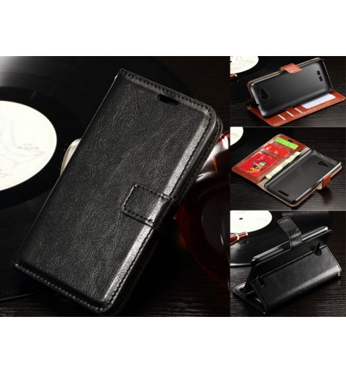 Sony Xperia E4g vintage fine leather wallet case