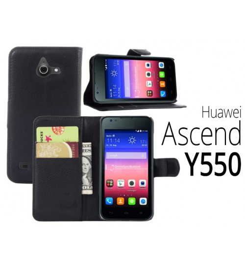 Huawei Ascend Y550 wallet leather case+combo