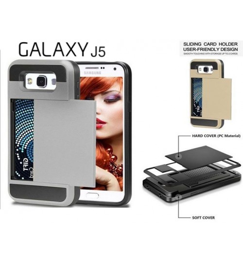 Galaxy J5 impact proof hybrid case card holder