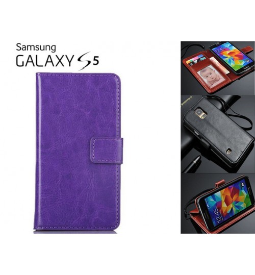 Galaxy s5 vintage fine leather case purple