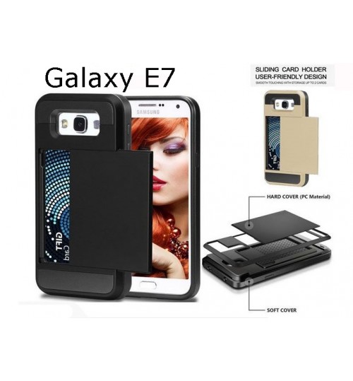 Galaxy E7 impact proof hybrid case card holder