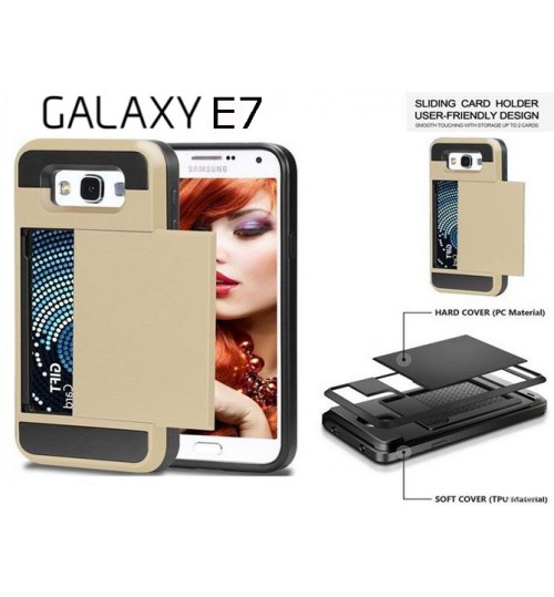Galaxy E7 impact proof hybrid case card holder