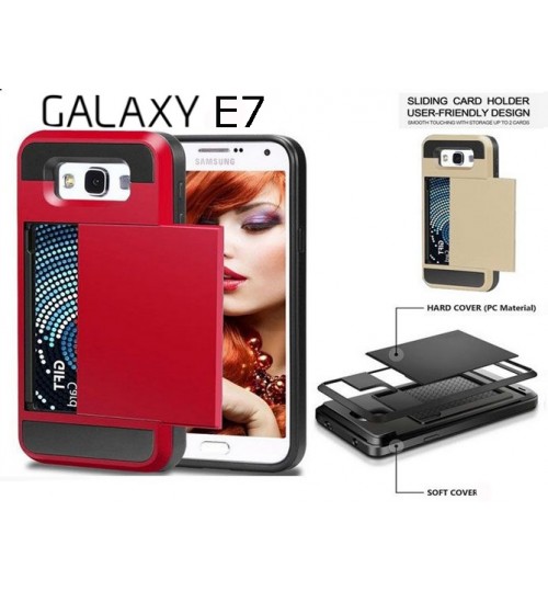 Galaxy E7 impact proof hybrid case card holder