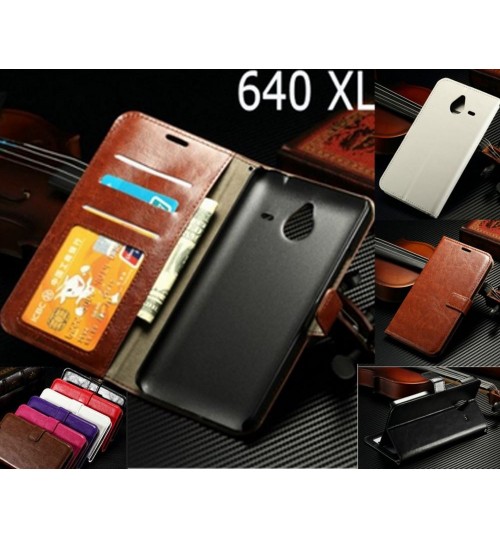 Lumia 640XL vintage fine leather wallet case+Combo