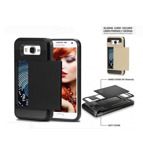 Galaxy J7 impact proof hybrid case card holder