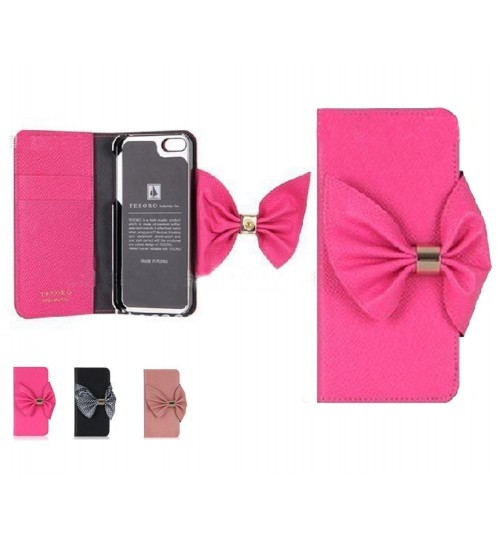 iPhone 5C leather wallet folding case bowknot
