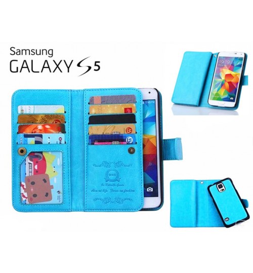 Galaxy S5 double wallet leather case detachable