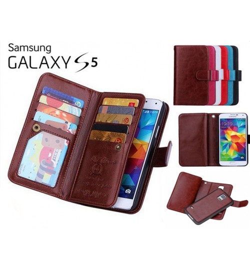 Galaxy S5 double wallet leather case detachable