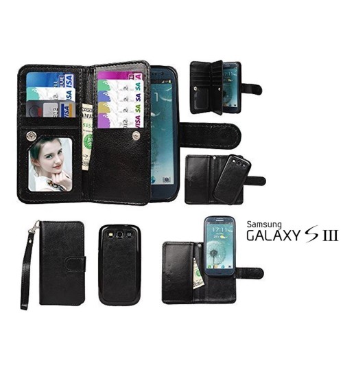 Galaxy S3 double wallet leather case detachable