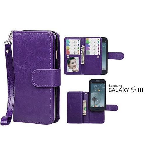 Galaxy S3 double wallet leather case detachable