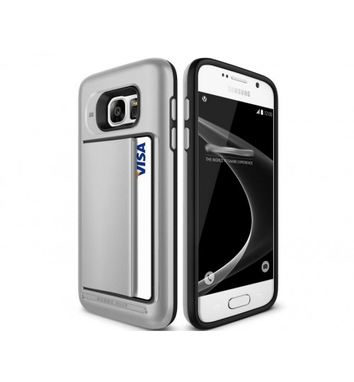 Galaxy S7 impact proof hybrid case card clip