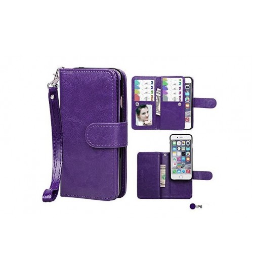 Iphone 6 6s double wallet leather case detachable