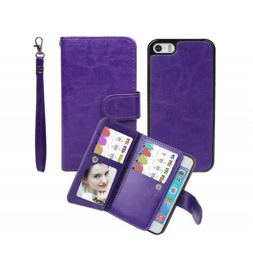 Iphone 5 5s se full wallet leather case detachable