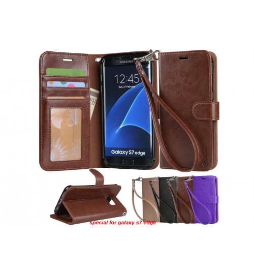 Galaxy S7 edge vintage fine leather wallet case