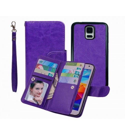 Galaxy S5 double wallet leather case detachable