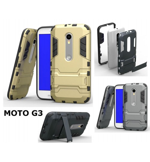 MOTO G 3  Heavy Duty Hybrid Kickstand Case Cover